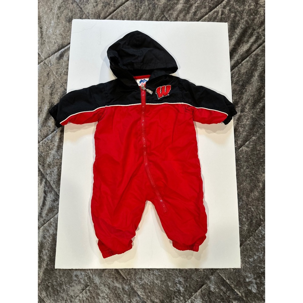 MightyMac Sports Wisconsin Football Coverall Size 3/6M Red/Black/White